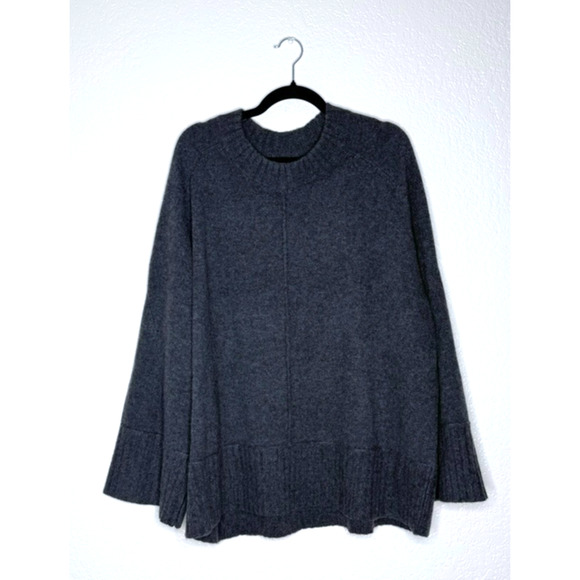 Maeve Anthropologie NWT XL Chandler 100 Cashmere Sweater Gray Box Fit Minimalist - Picture 2 of 10